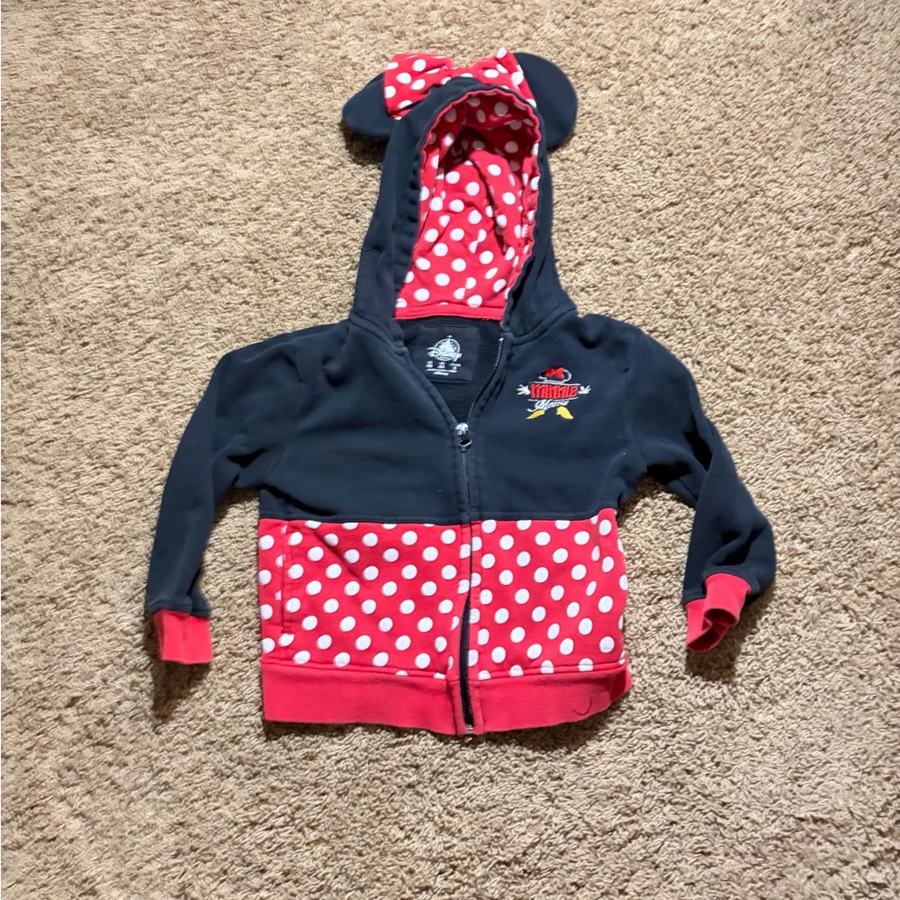 Disneyland Disney Parks Minnie Mouse Polka Dot Hoodie Jacket - Black & Red